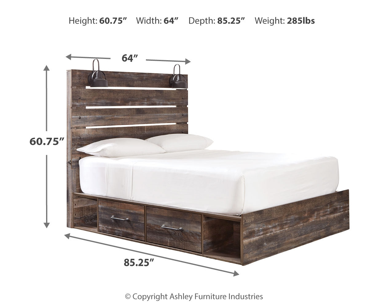 Drystan Queen Panel Bed with 4 Storage Drawers