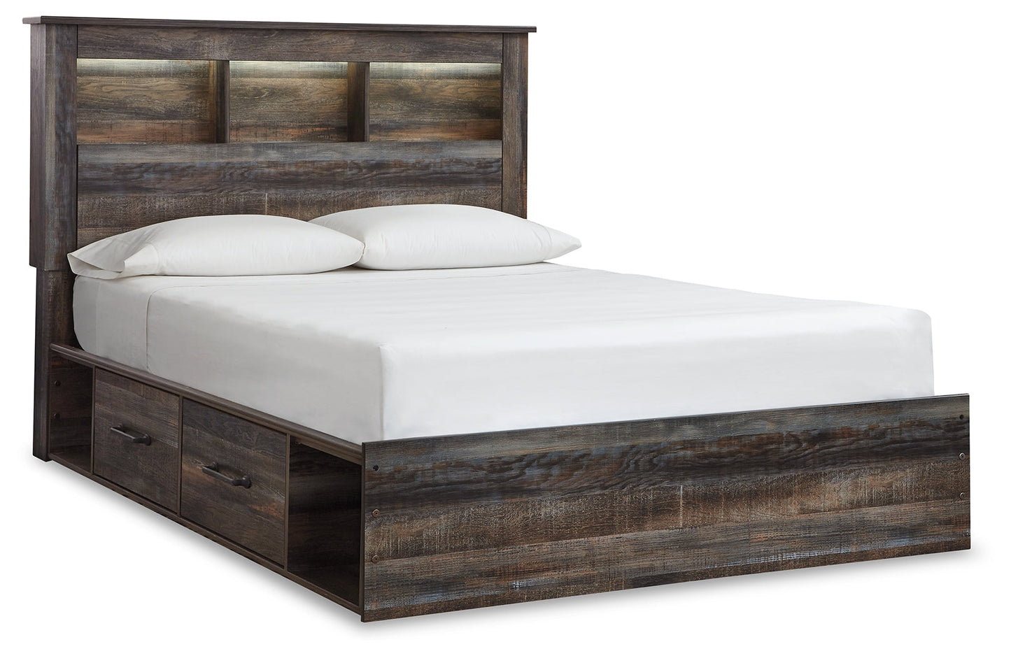 Drystan Queen Bookcase Storage Bed, Dresser, Mirror and 2 Nightstands