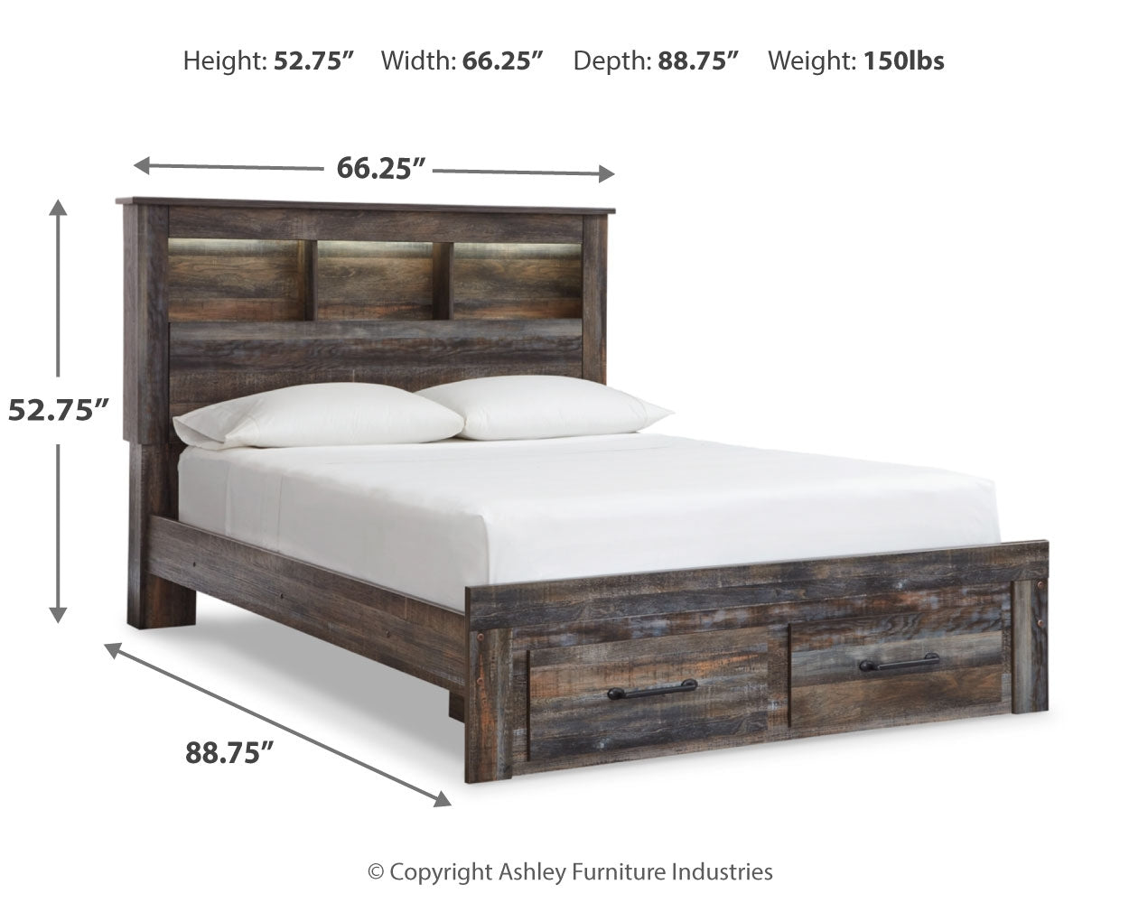 Drystan Queen Bookcase Storage Bed, Dresser, Mirror, Chest and 2 Nightstands