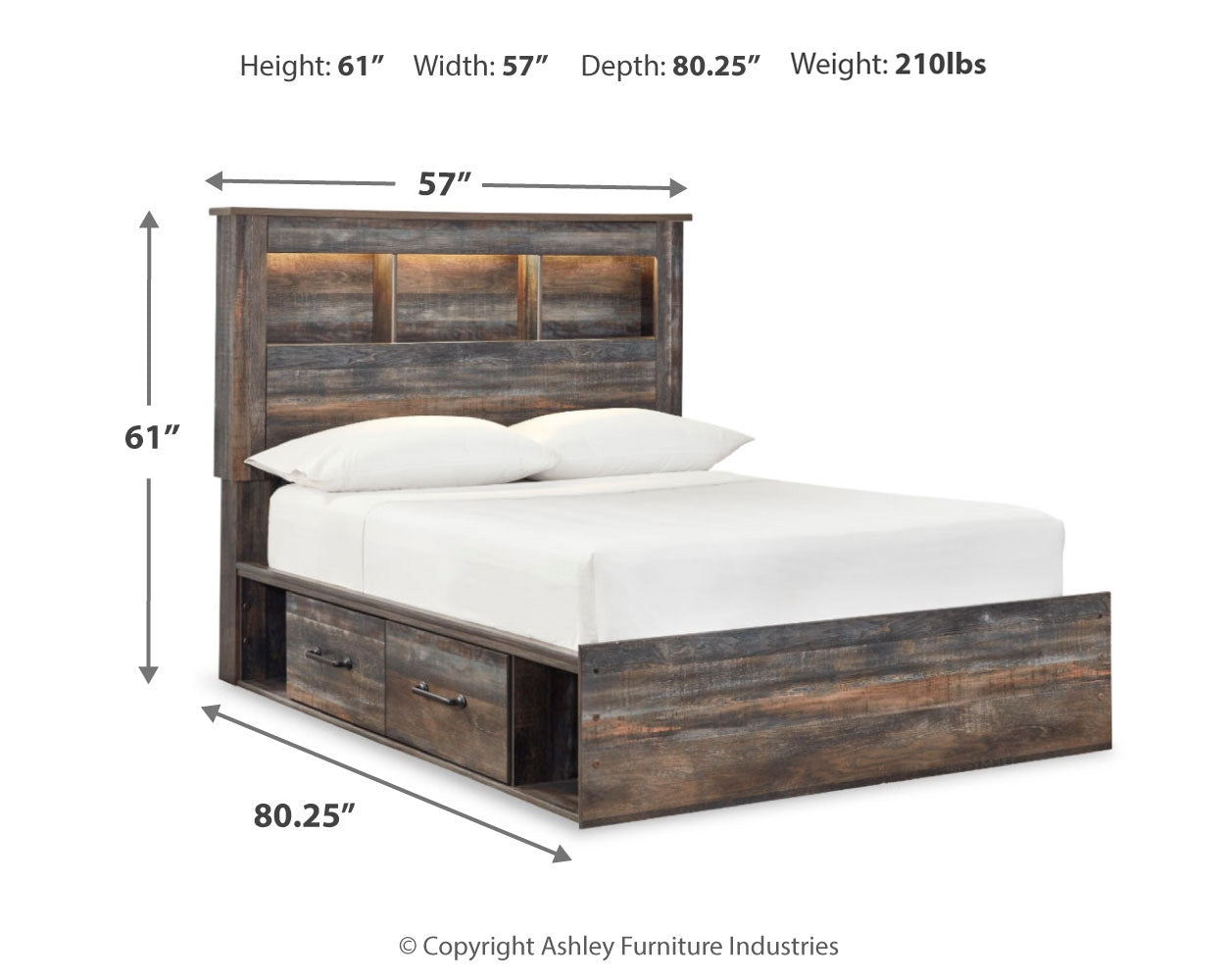 Drystan Full Bookcase Storage Bed, Dresser and Nightstand