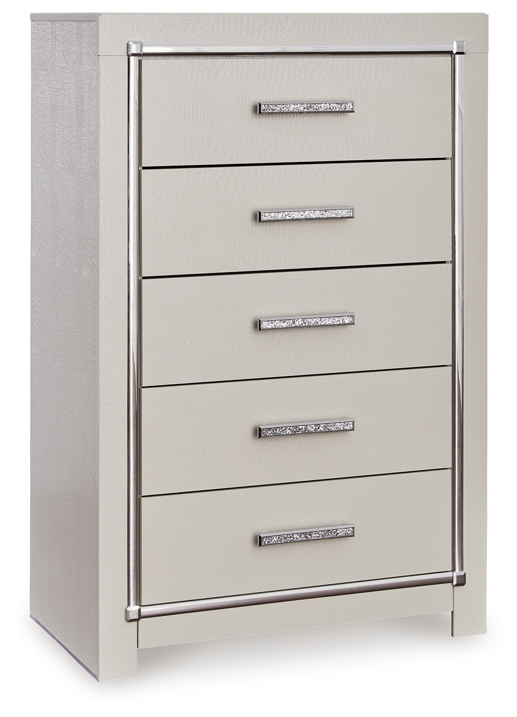 Zyniden Queen Upholstered Panel Bed, Chest and Nightstand