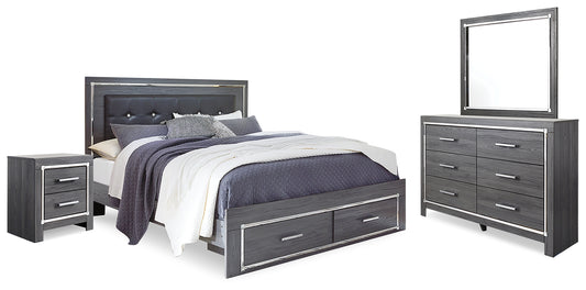 Lodanna Queen Upholstered Panel Bed, Dresser, Mirror and Nightstand