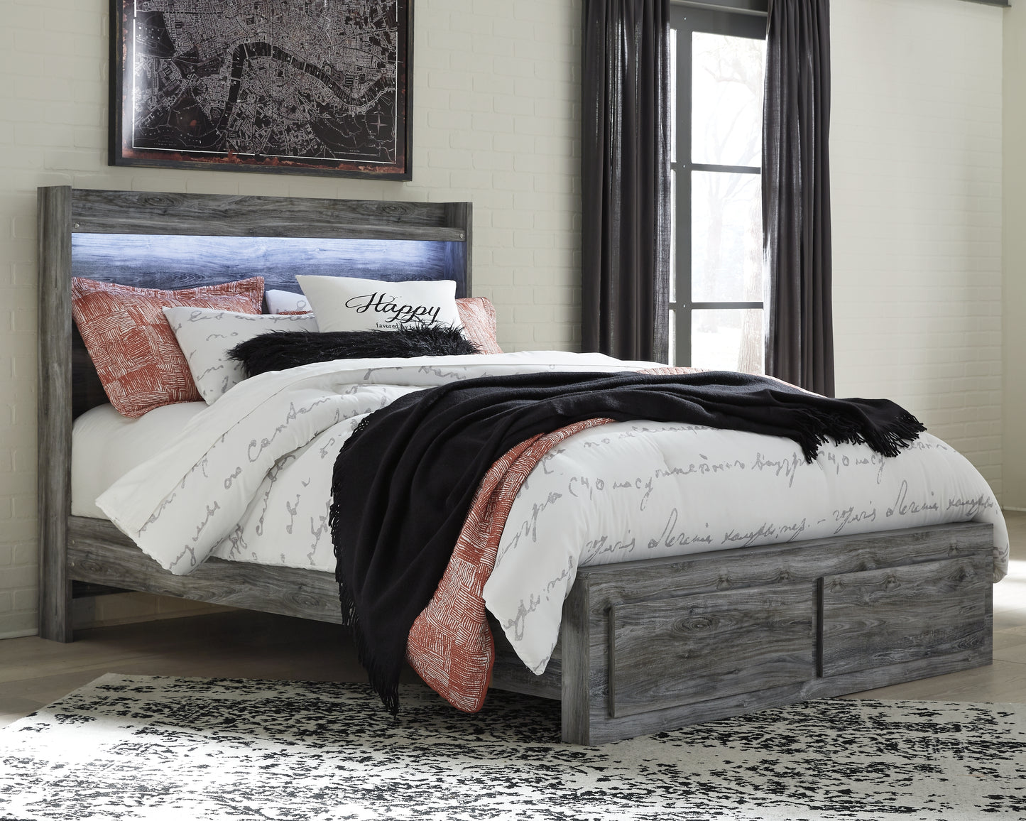 Baystorm Queen Panel Storage Bed, Dresser and 2 Nightstands