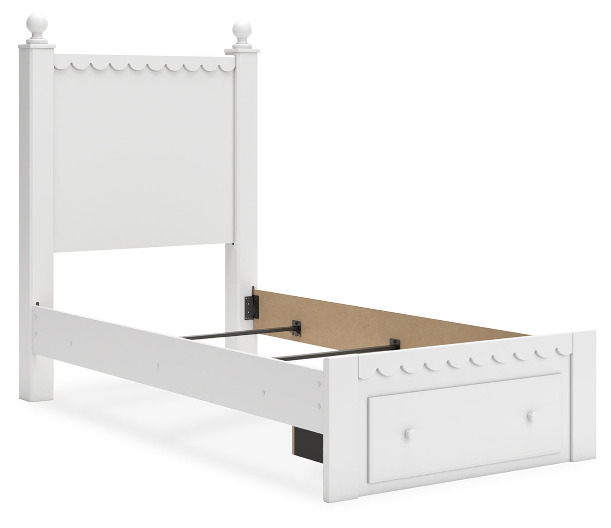 Mollviney Twin Panel Storage Bed, Dresser and Mirror