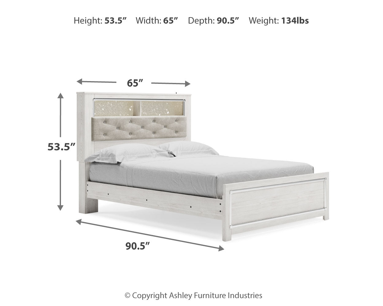 Altyra Queen Bookcase Panel Bed, Dresser, Mirror and Chest