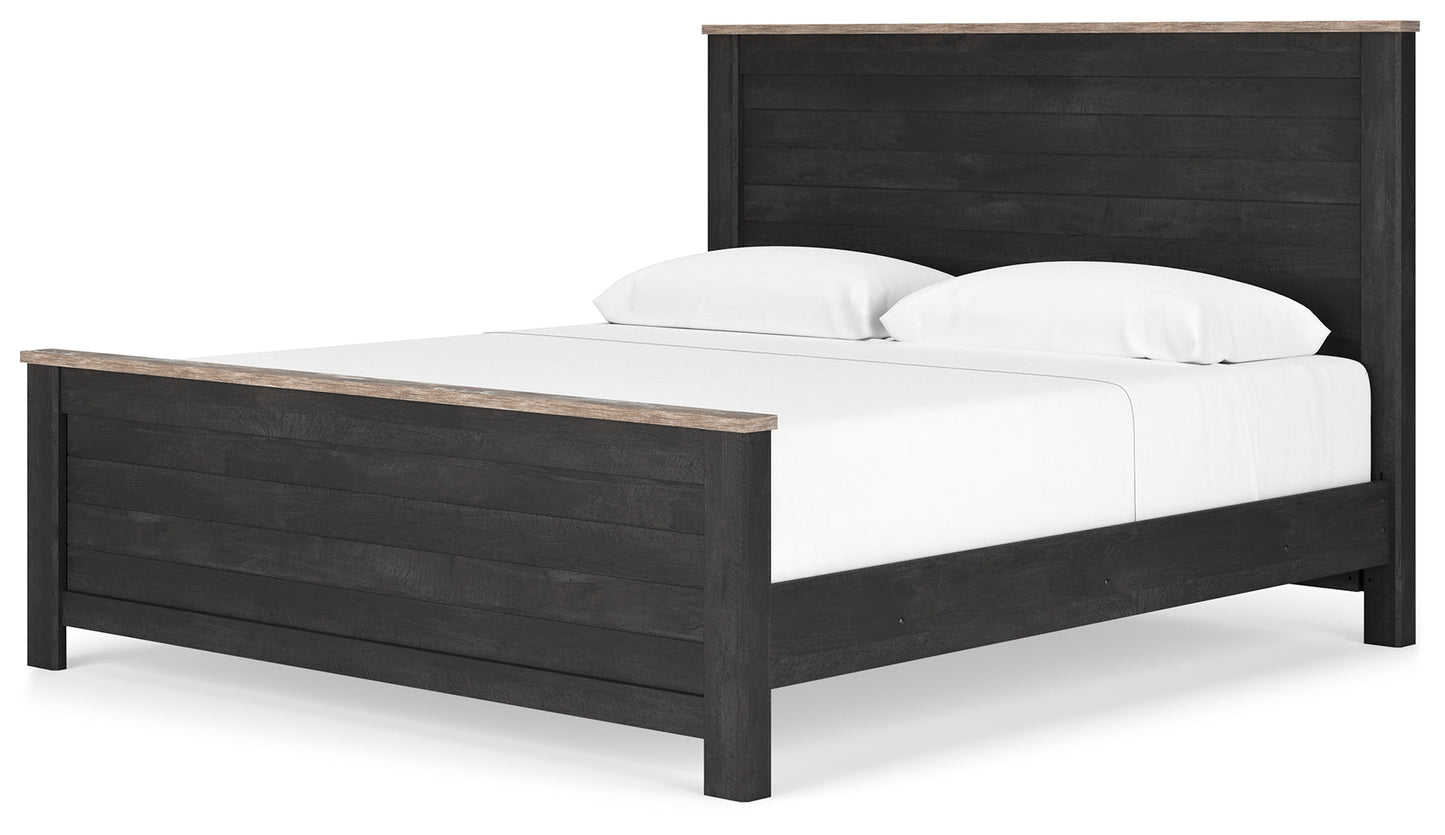 Nanforth King Panel Bed, Dresser, Mirror and Nightstand