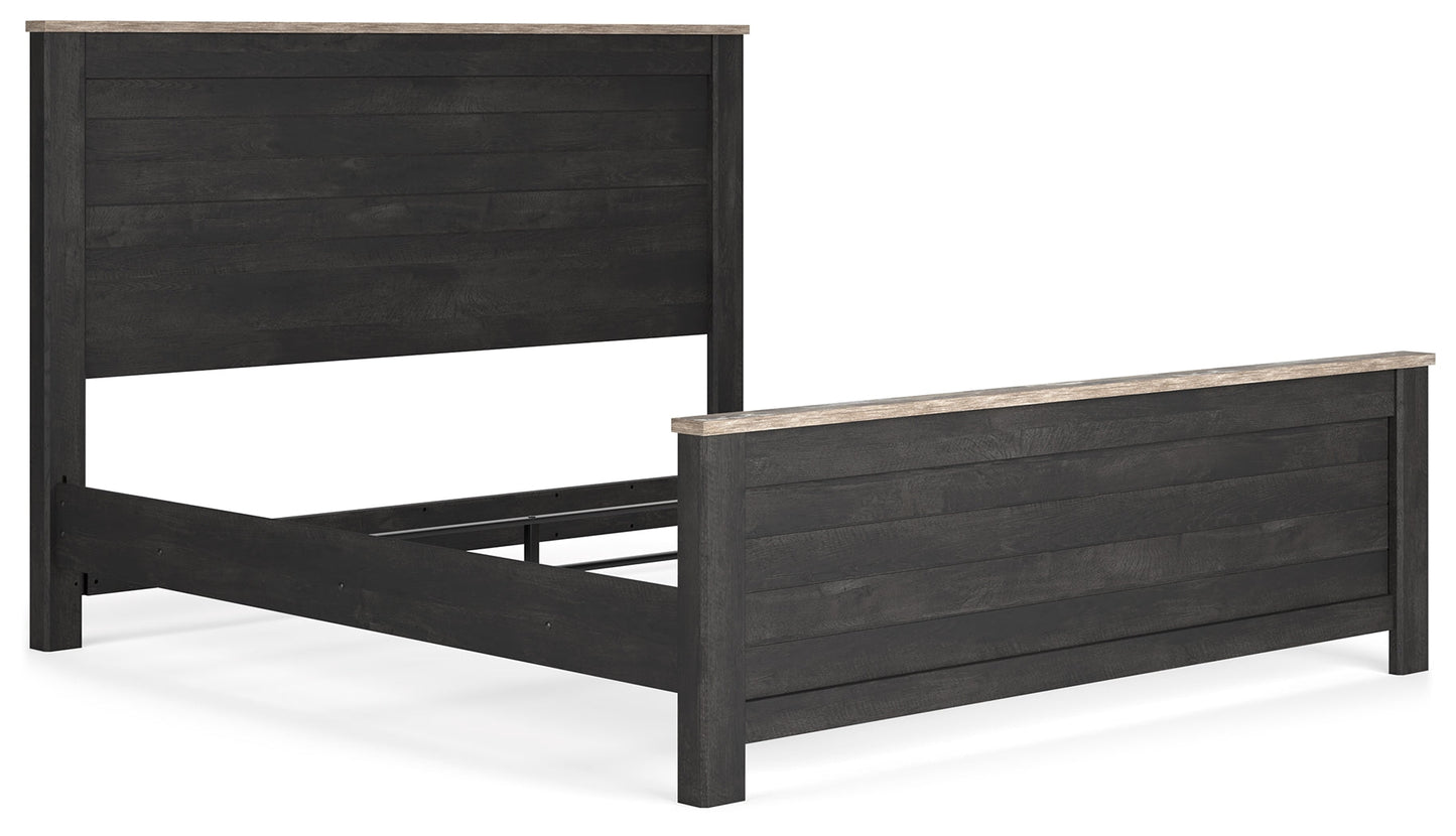 Nanforth King Panel Bed, Dresser, Mirror and Nightstand