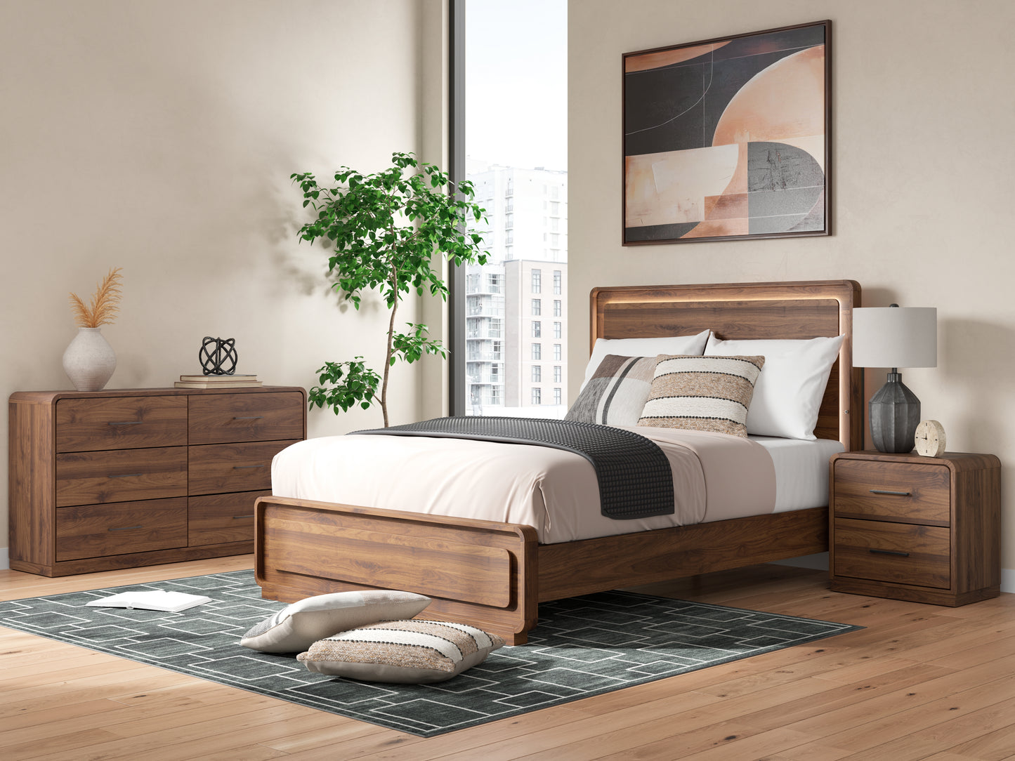Fortlorn Queen Panel Bed, Dresser and Nightstand