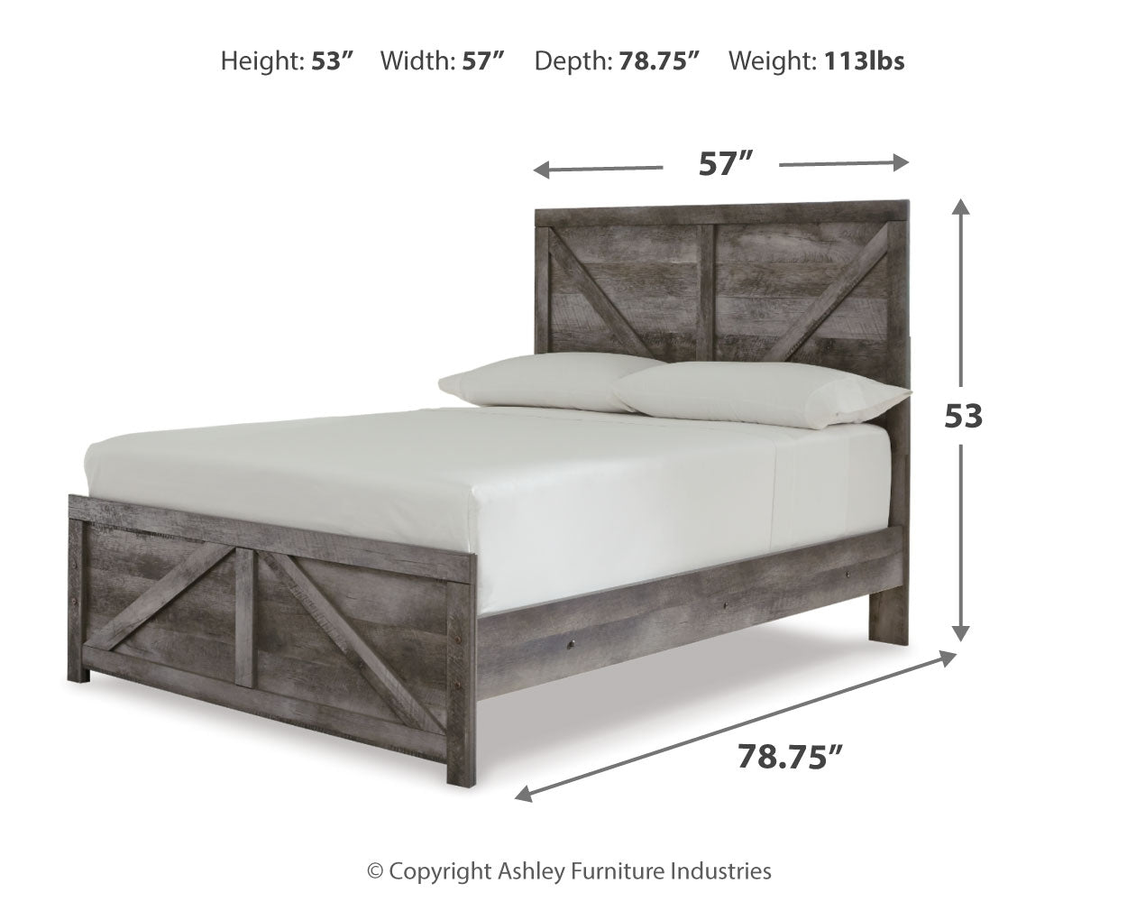 Wynnlow Full Crossbuck Panel Bed and 2 Chests