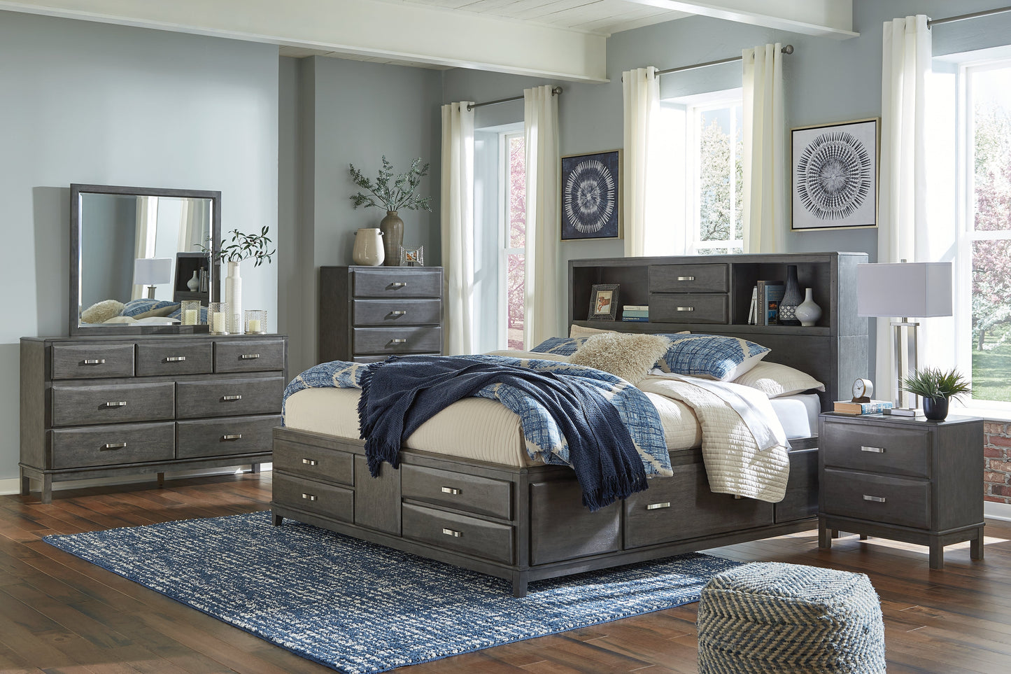Caitbrook California King Storage Bed, Dresser and Mirror