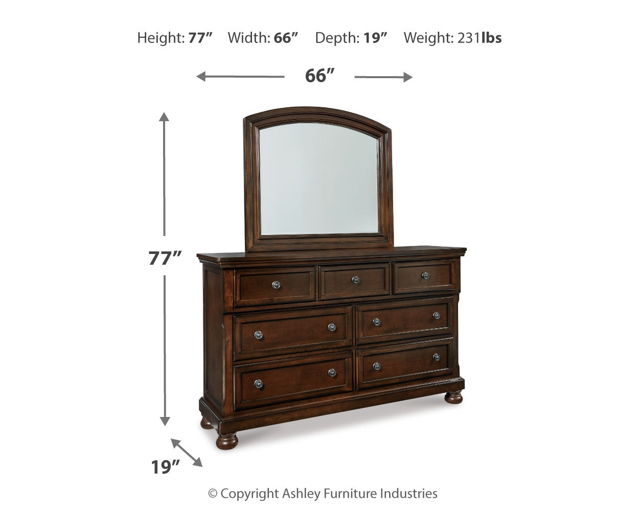 Porter California King Sleigh Bed, Dresser and Mirror