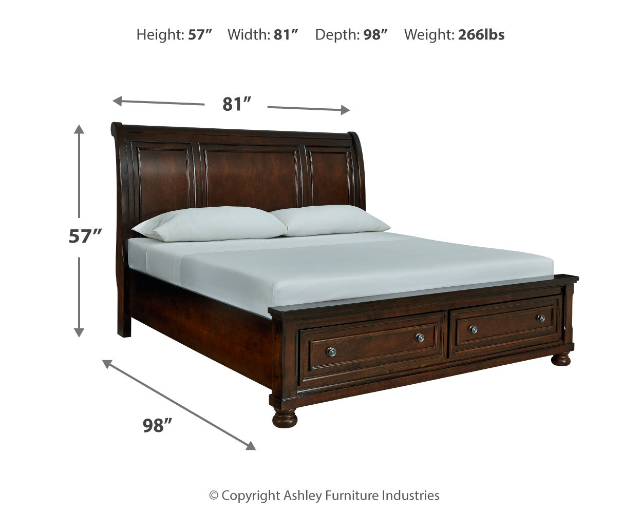 Porter California King Sleigh Bed, Dresser and Mirror