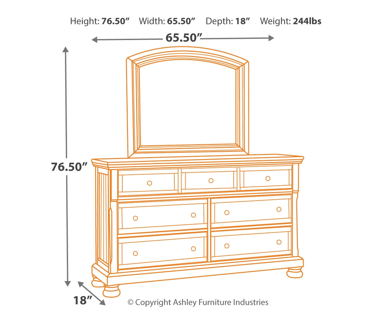 Flynnter King Panel Bed, Dresser, Mirror, and Nightstand