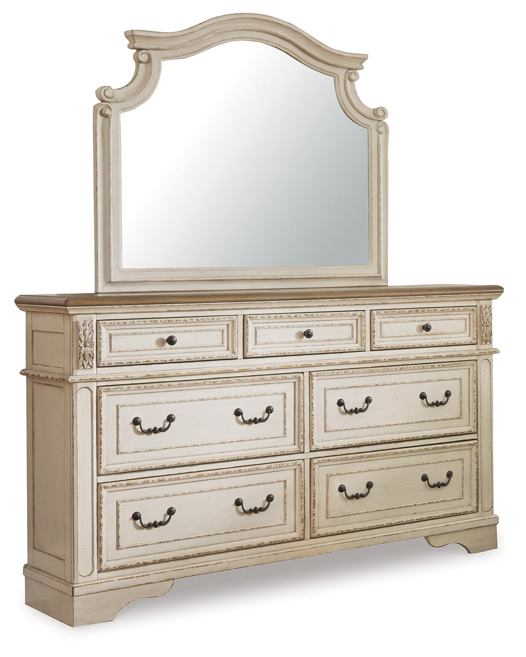 Realyn Queen Panel Bed, Dresser, Mirror and Vanity