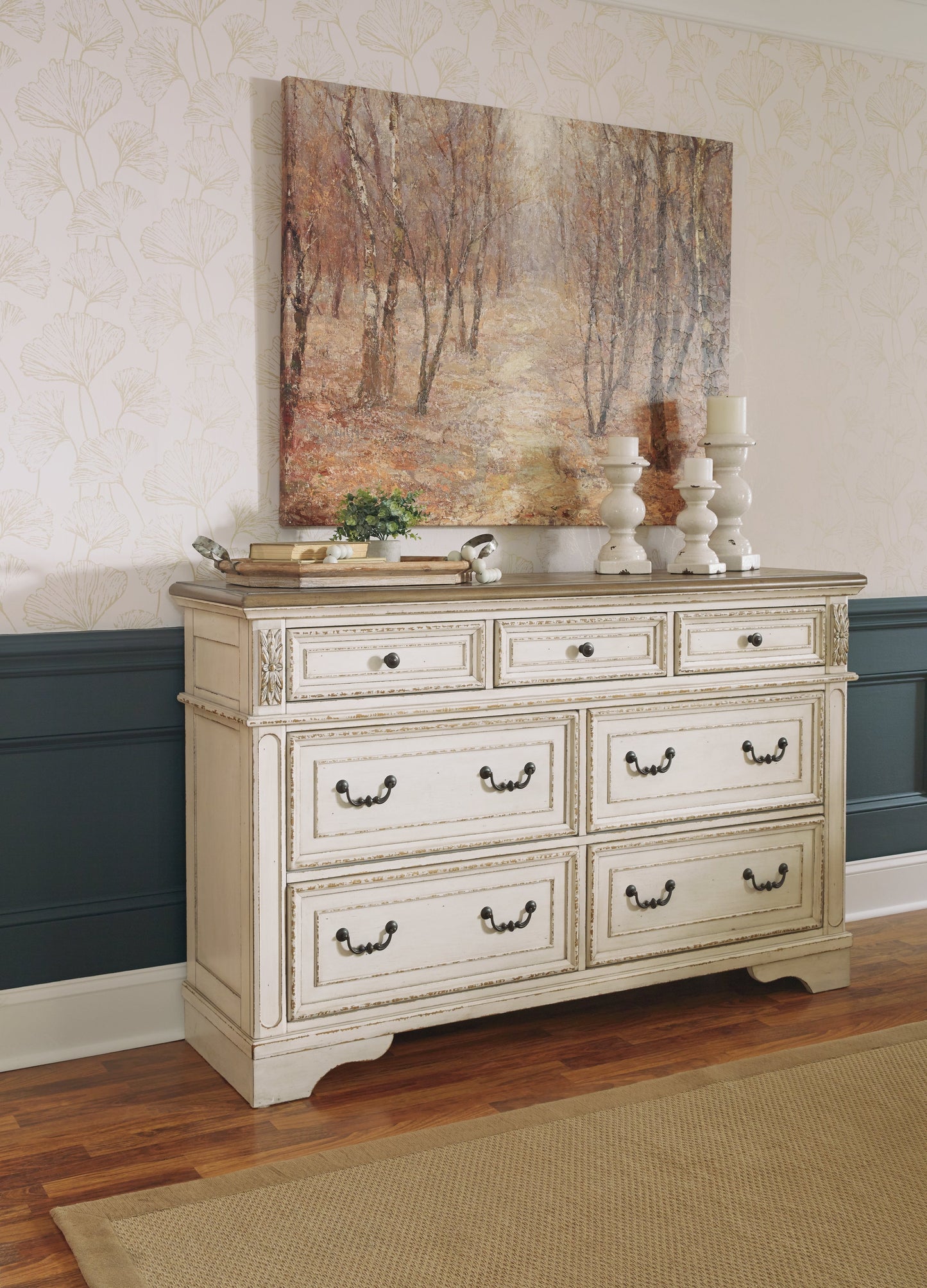 Realyn King Storage Bed, Dresser and Nightstand