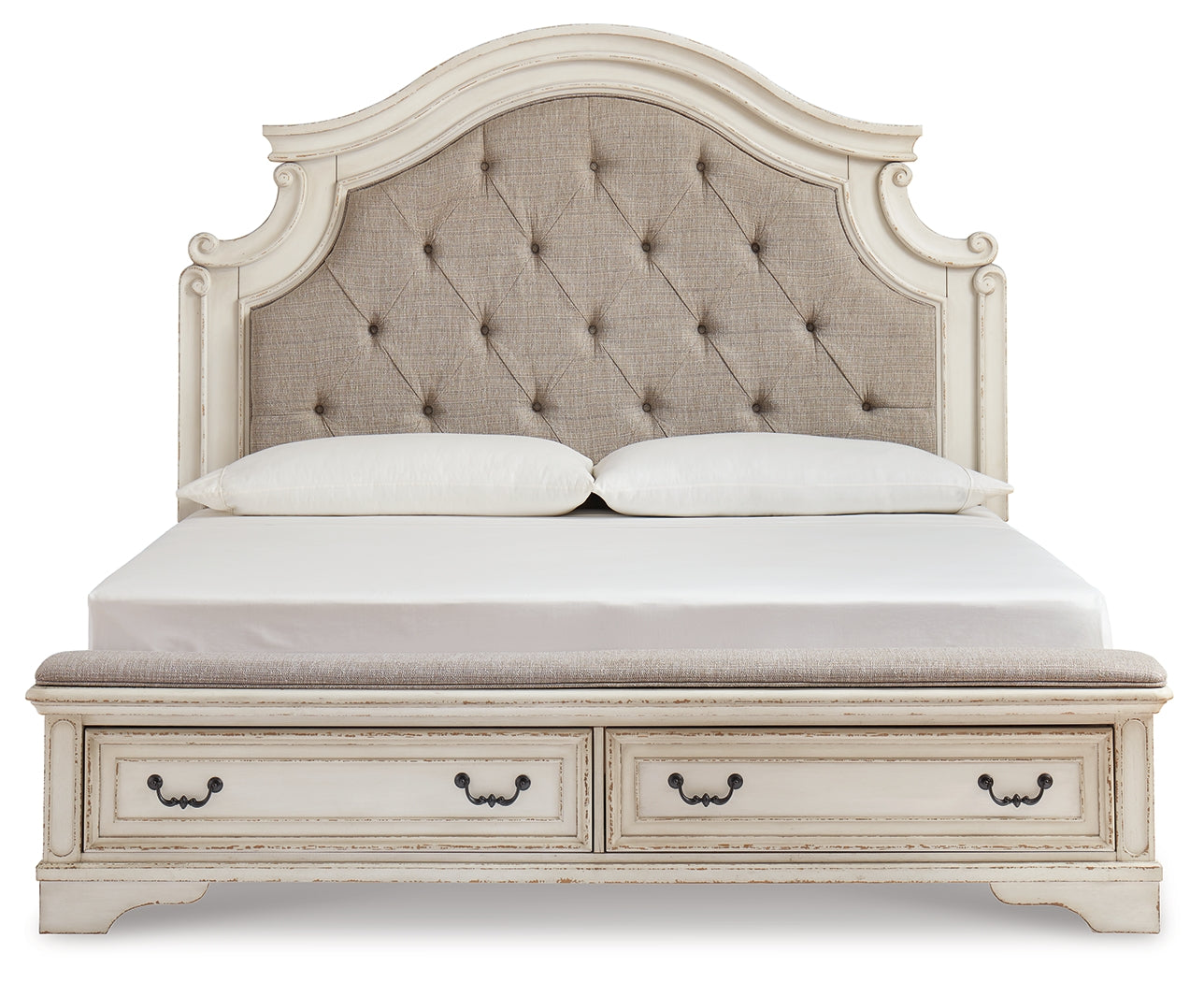 Realyn King Storage Bed, Dresser and Nightstand