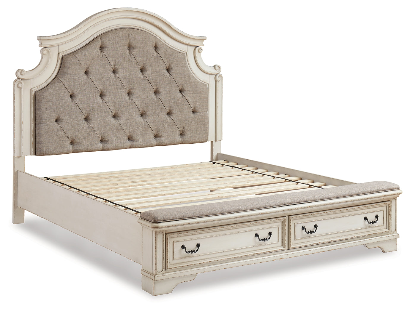 Realyn King Storage Bed, Dresser and Nightstand