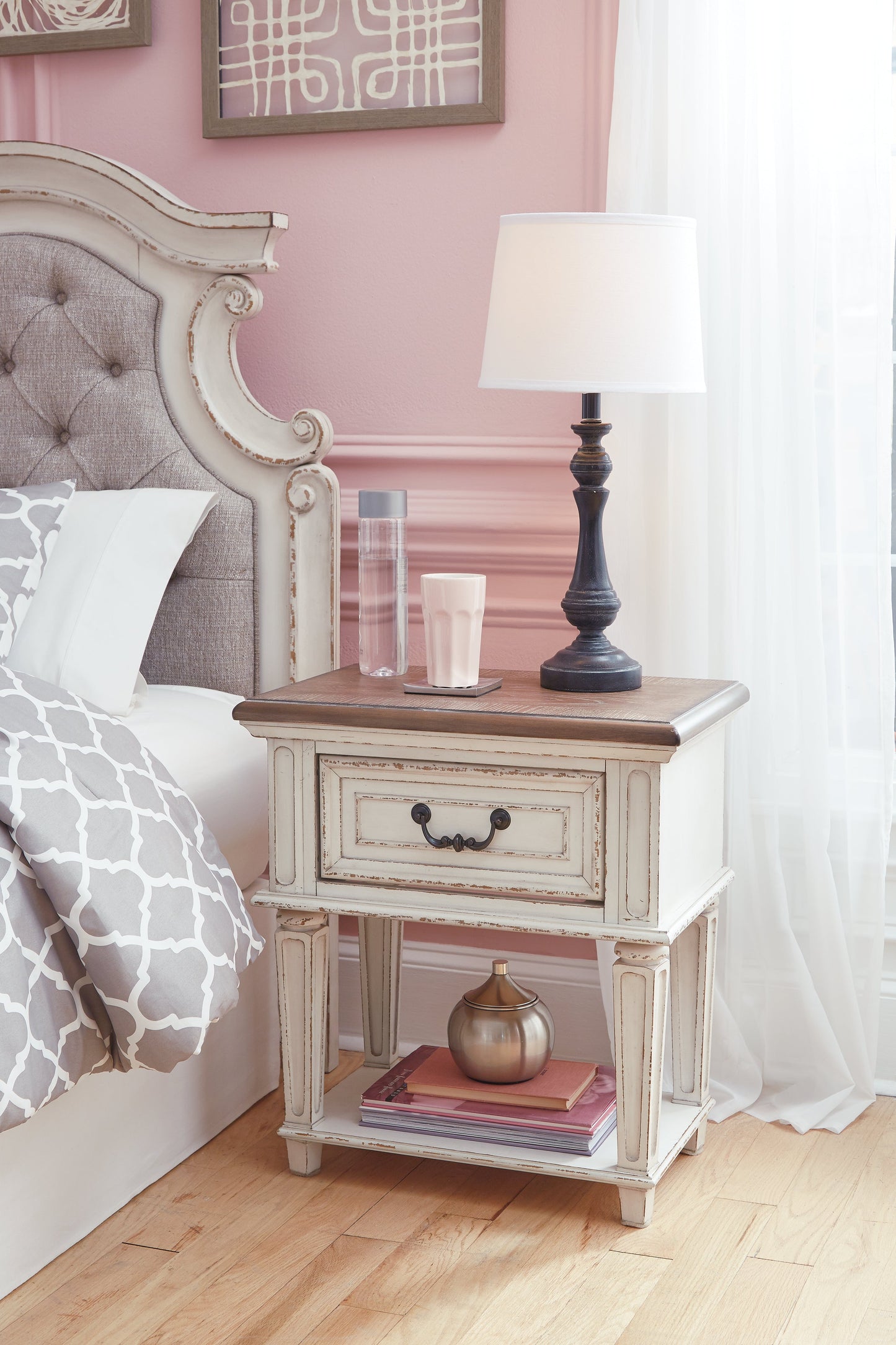 Realyn King Storage Bed, Dresser and Nightstand