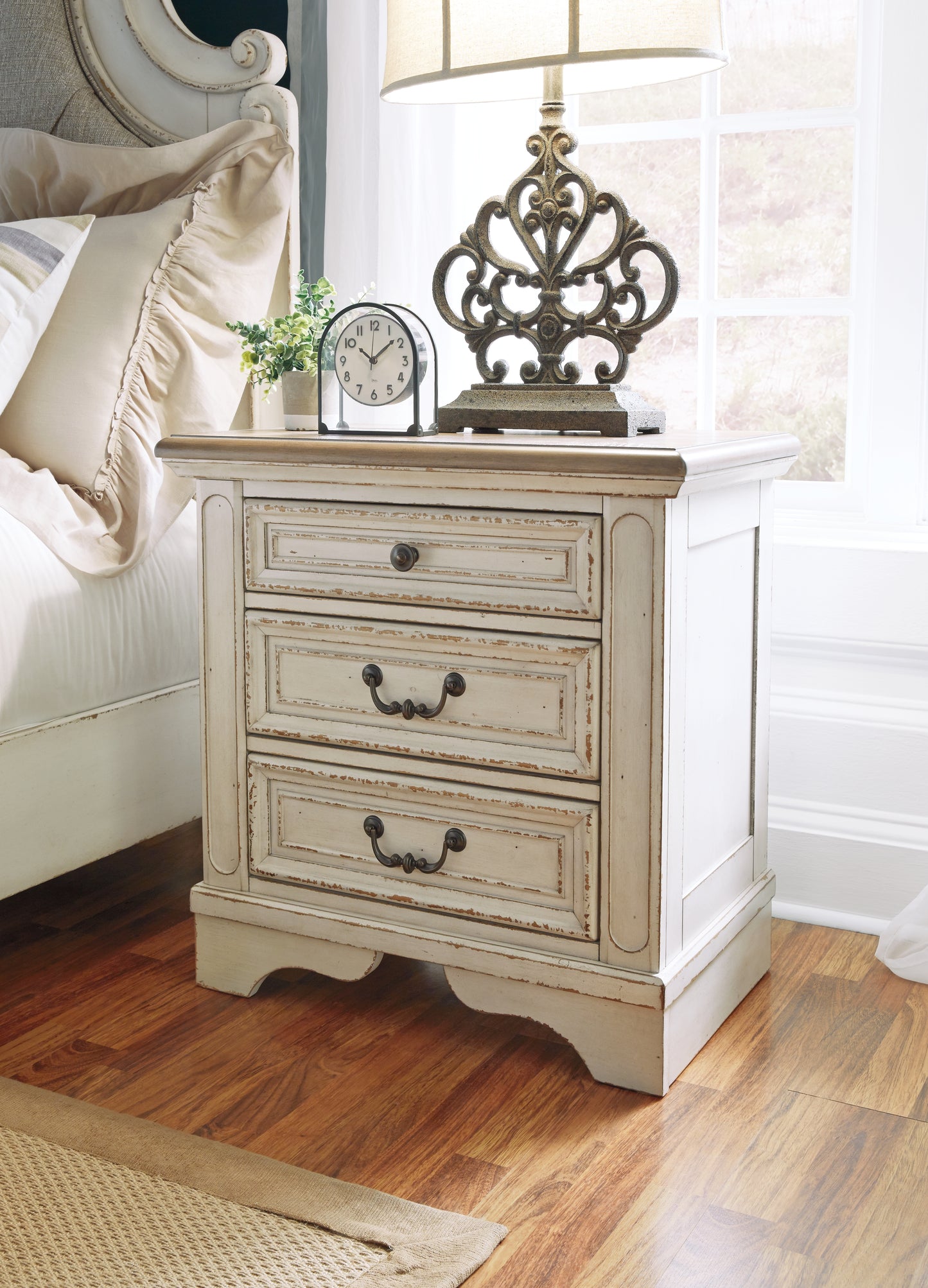 Realyn King Upholstered Panel Storage Bed and 2 Nightstands
