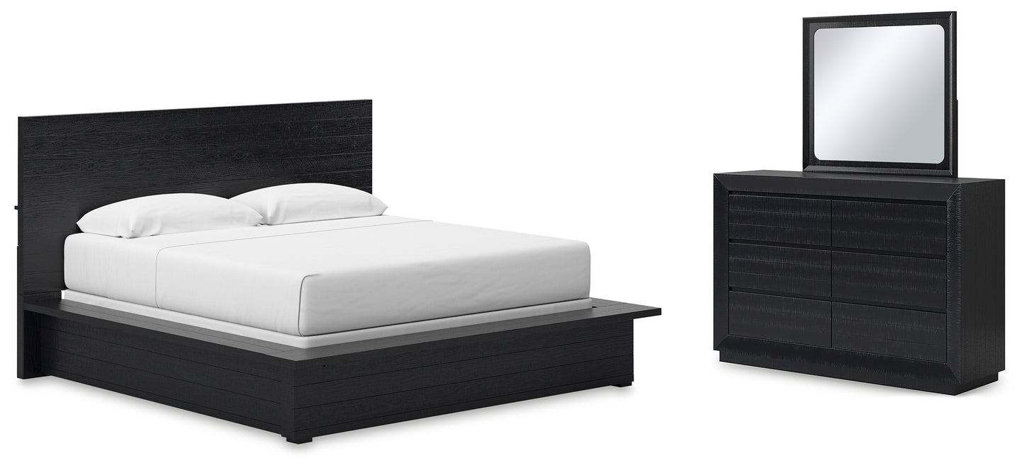 Londer King Panel Bed, Dresser and Mirror