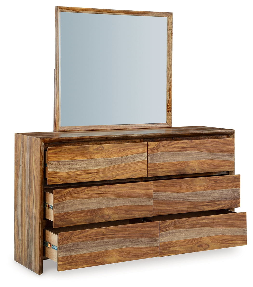 Dressonni King Panel Bed, Dresser and Mirror
