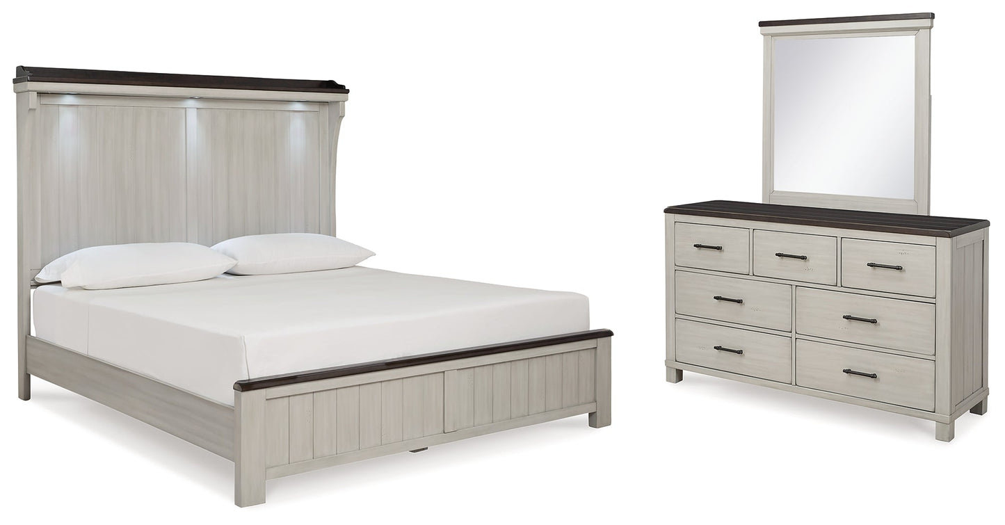 Darborn California King Panel Bed, Dresser and Mirror