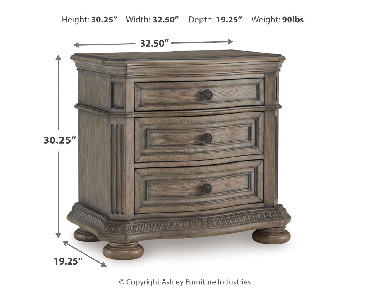 Ardenfield California King Sleigh Bed, Chest and Nightstand