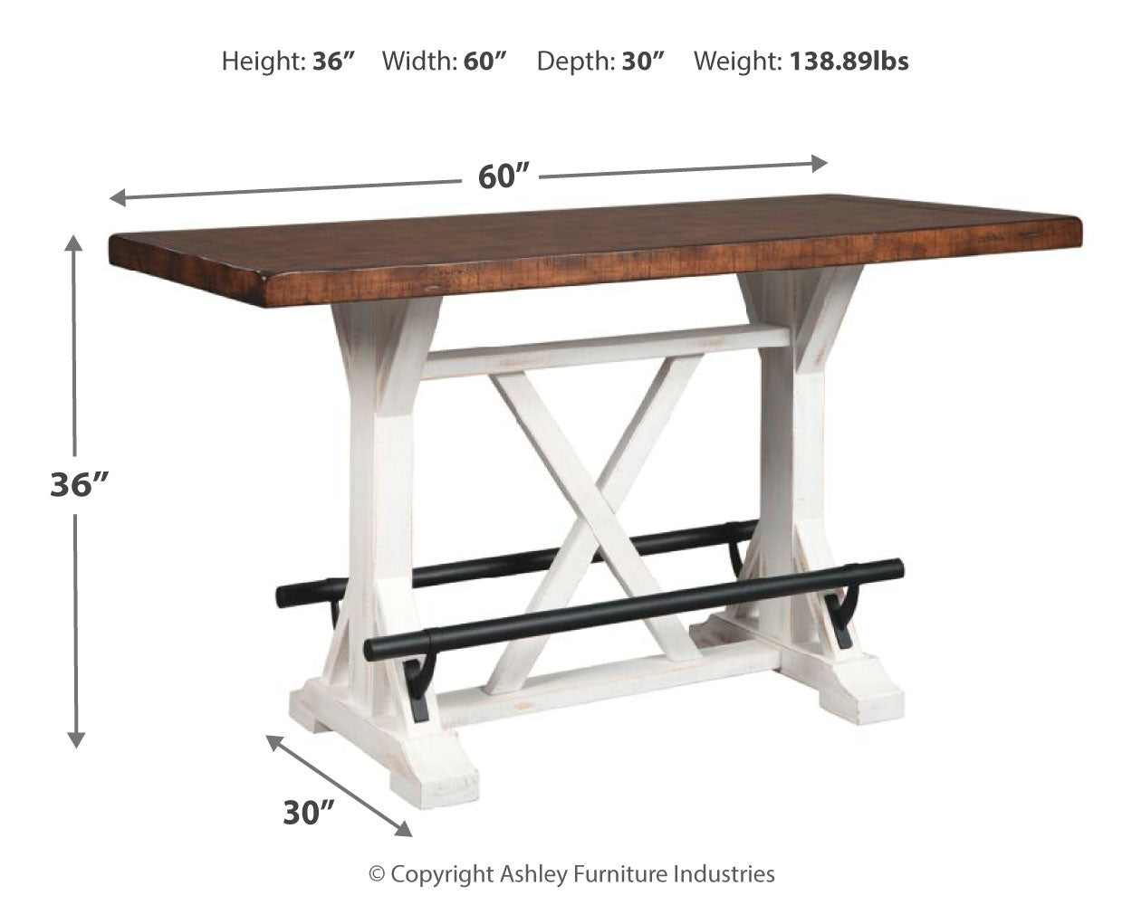 Valebeck Counter Height Dining Table and 2 Barstools