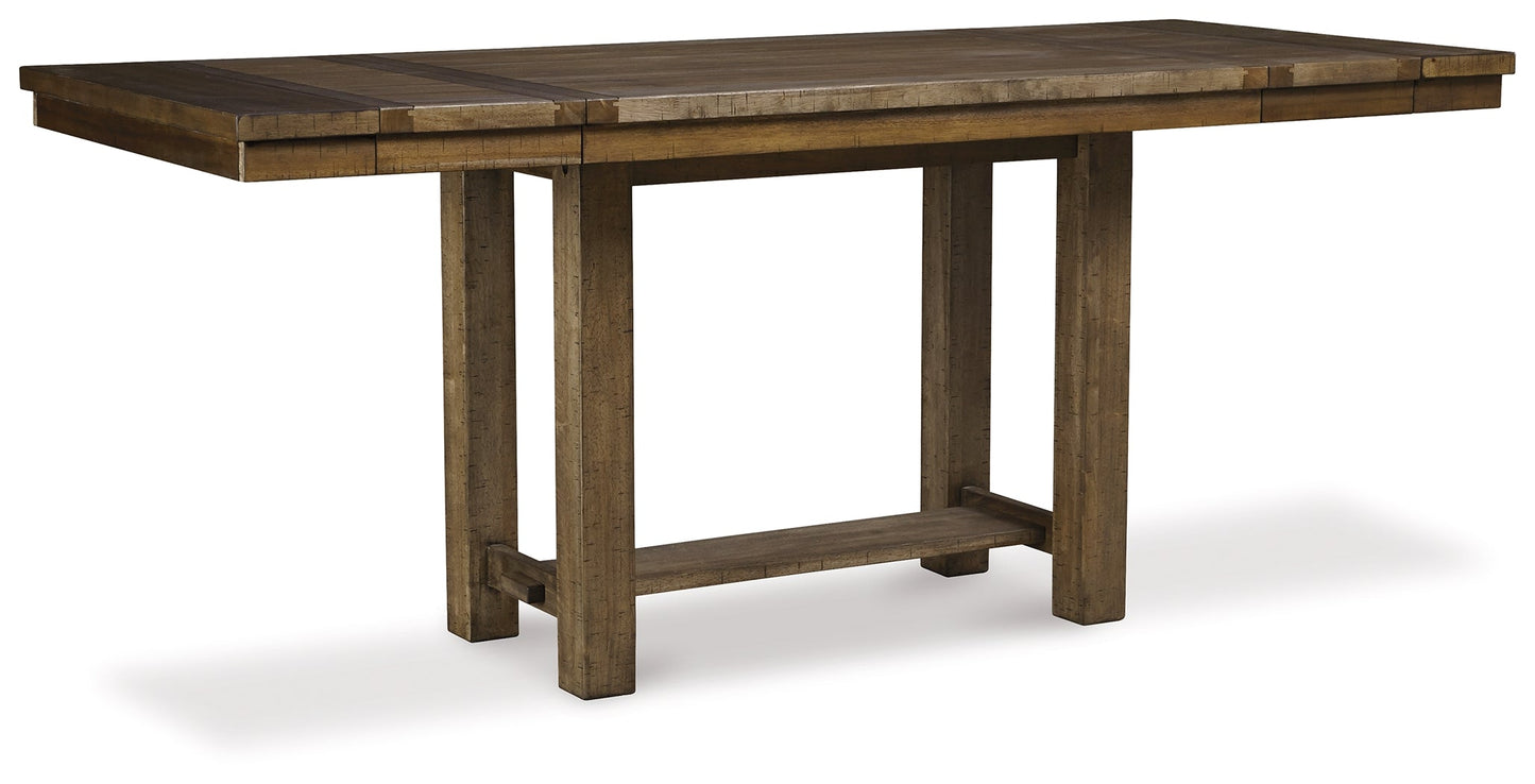 Moriville Counter Height Dining Table with 4 Barstools and Bench
