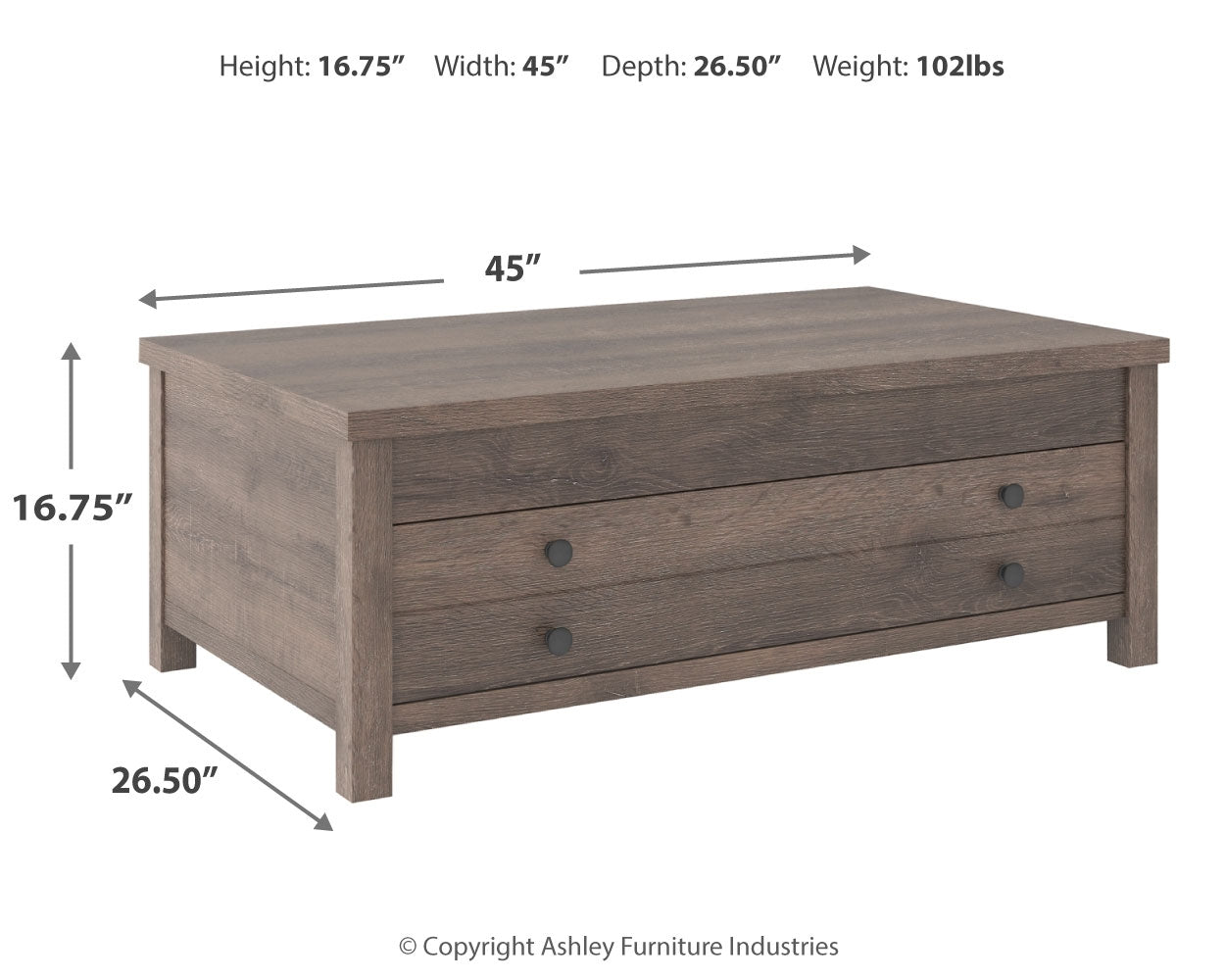Arlenbry Lift-top Coffee Table and 2 Chairside End Tables