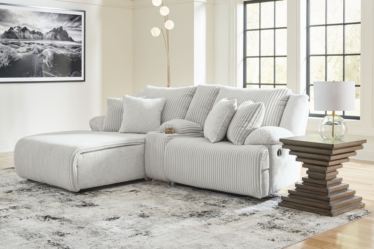Top Tier - 3-Piece Reclining Sectional Sofa Laf Press Back Chaise - Fabric - Alloy