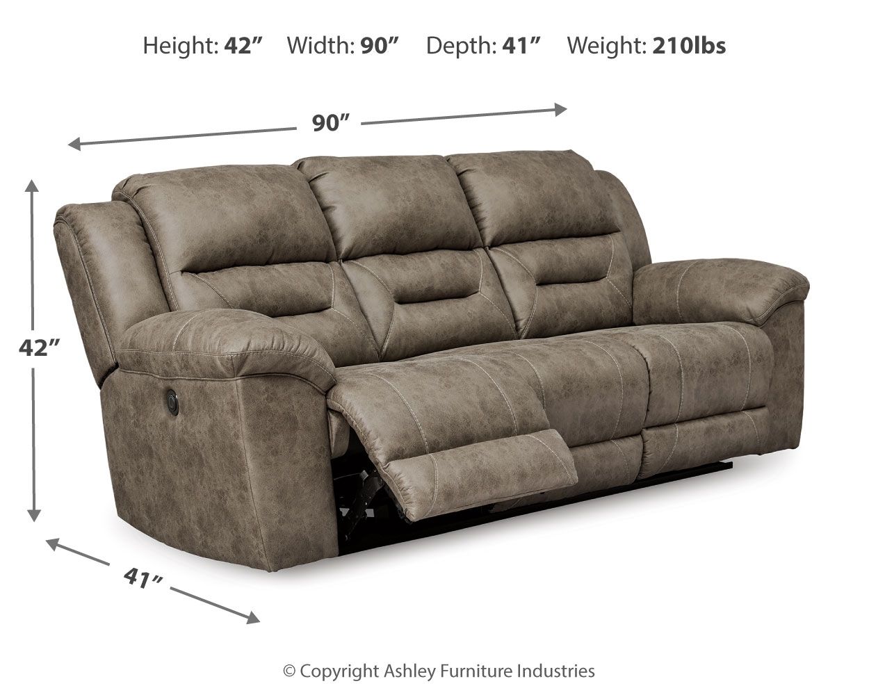 Stoneland - Reclining Sofa - Faux Leather - Fossil