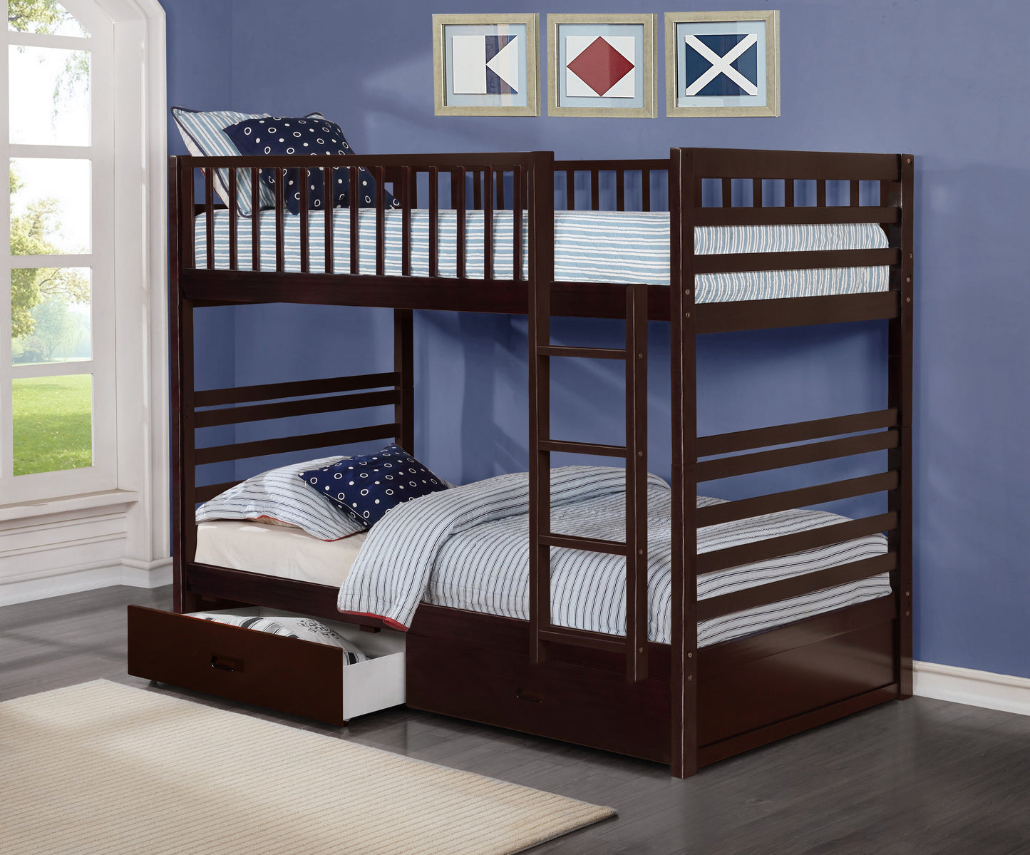 B-110 E Single Over Single Bunk bed with storage - mrfurnitureandmattress