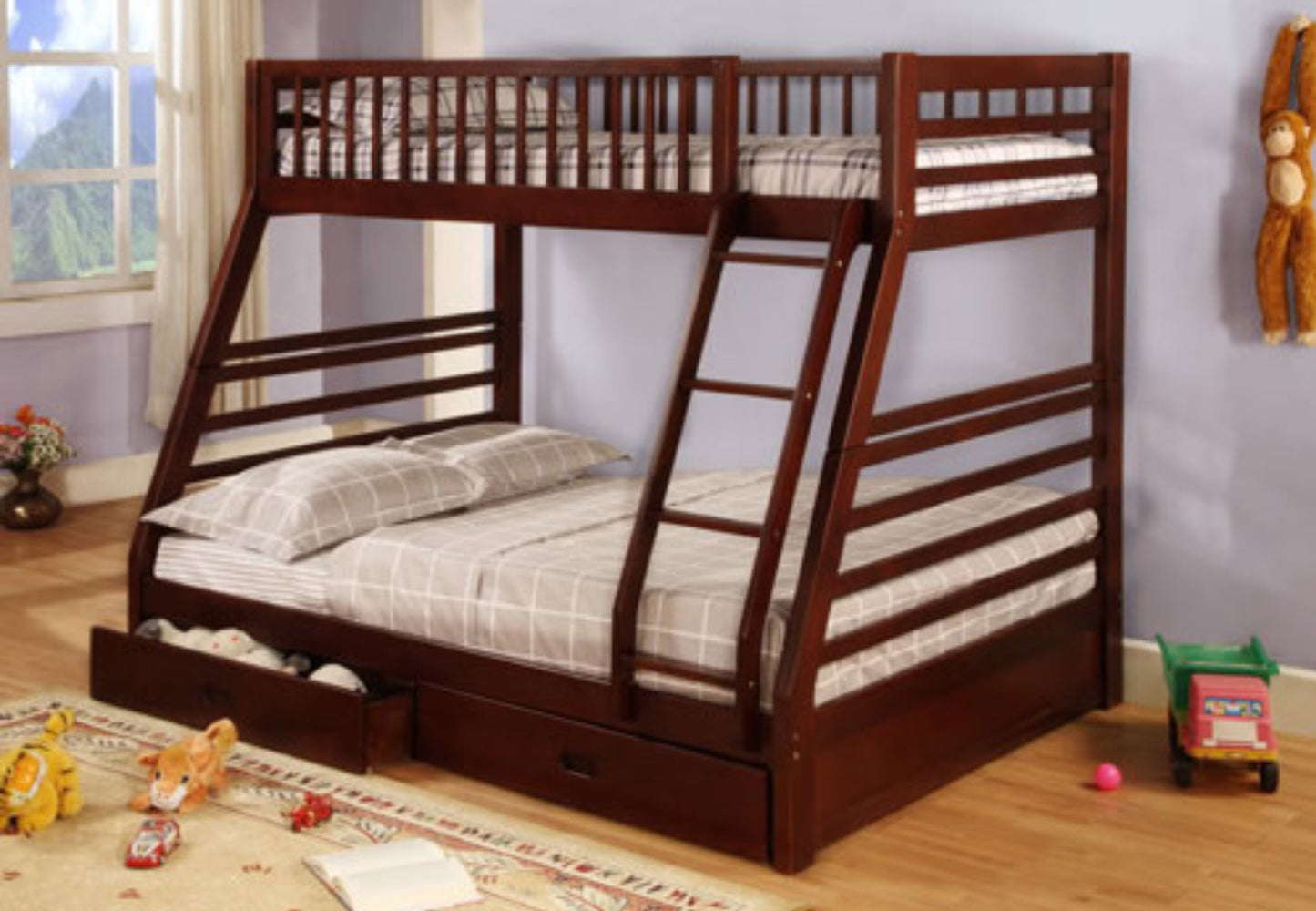 B1017 Single Over Double Bunk bed with storage - mrfurnitureandmattress