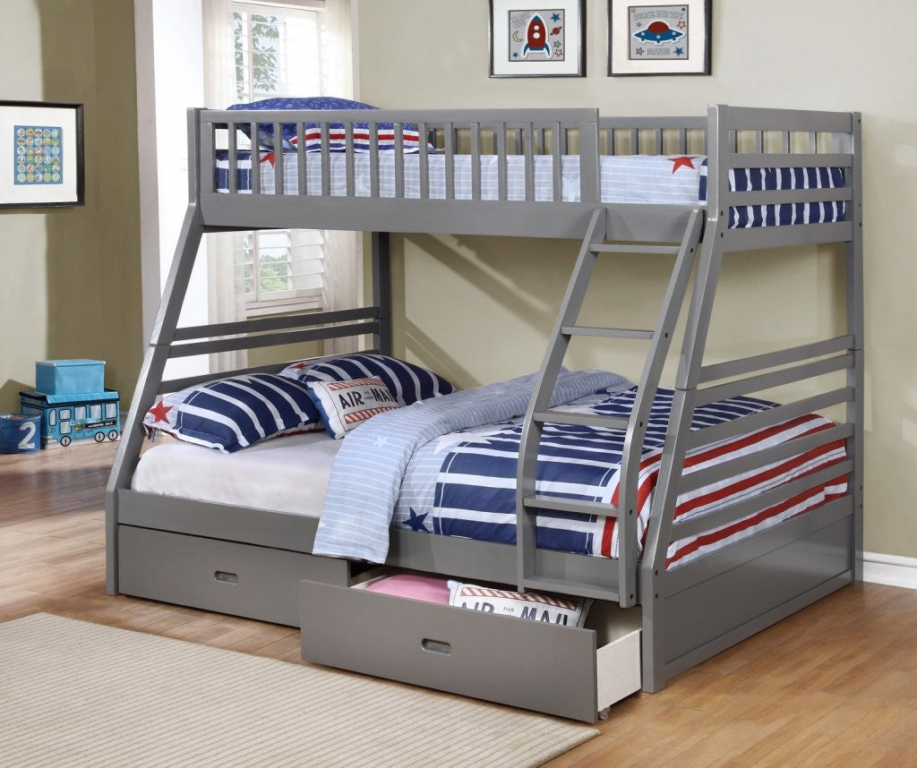 B-117 G Single Over Double Bunk bed with storage - mrfurnitureandmattress