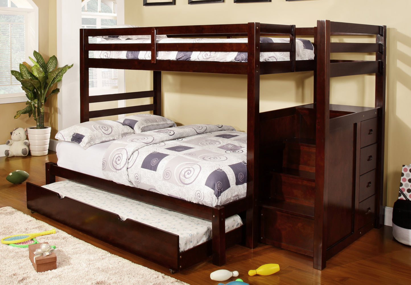B-119 Single Over Double Staircase Bunk Bed - mrfurnitureandmattress