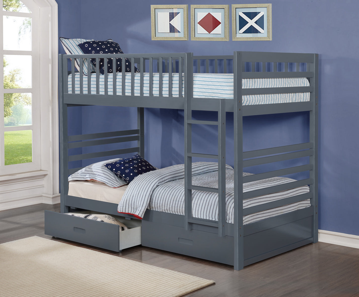 B-110 G Single Over Single Bunk bed with storage - mrfurnitureandmattress