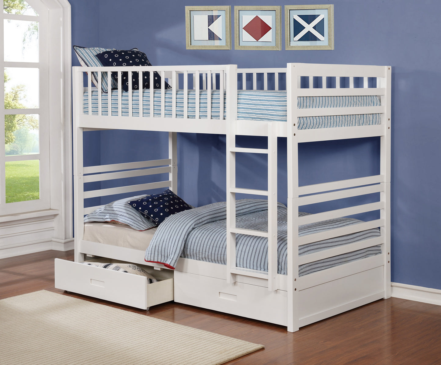 B-110 W Single Over Single Bunk bed with storage - mrfurnitureandmattress