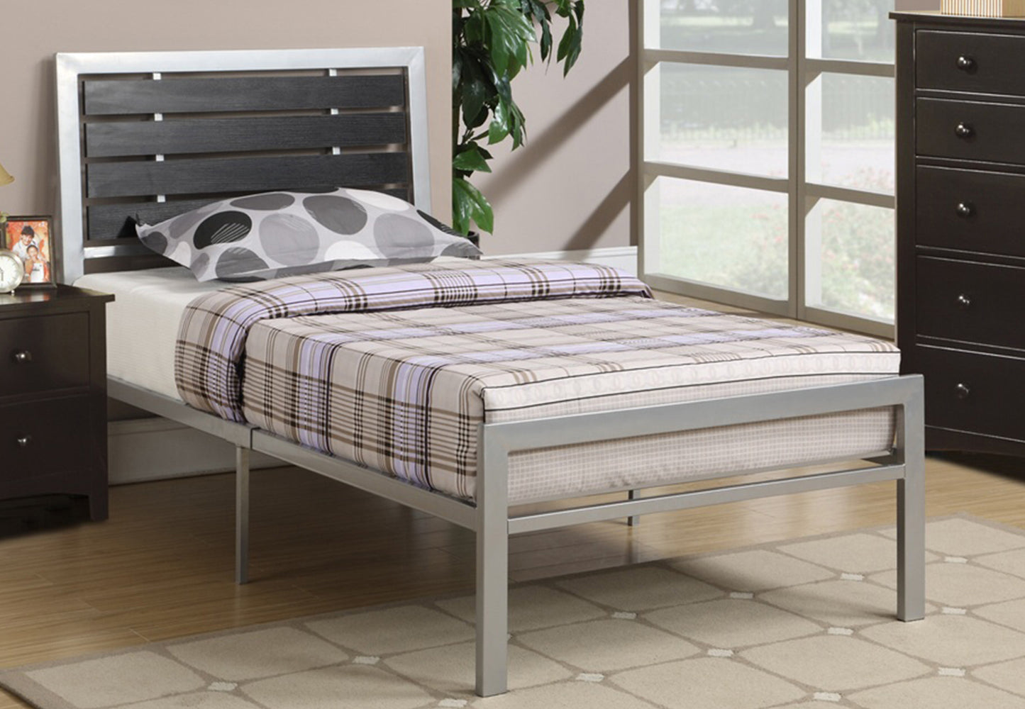 IF-112 single platform bed with padded headboard - mrfurnitureandmattress