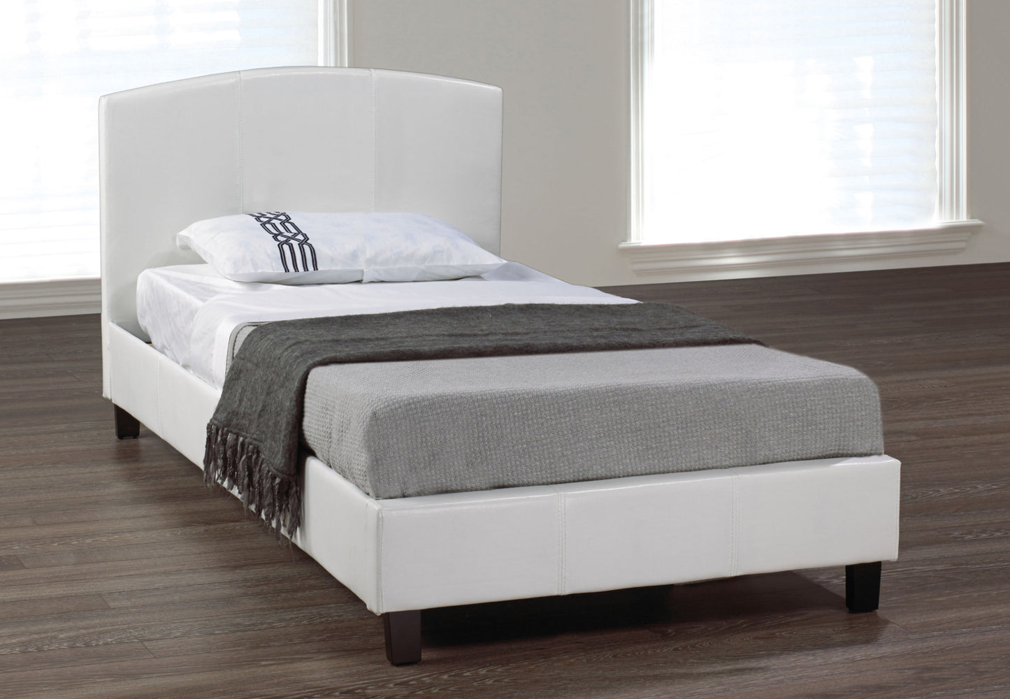 IF-133 W platform bed WHITE PU - mrfurnitureandmattress