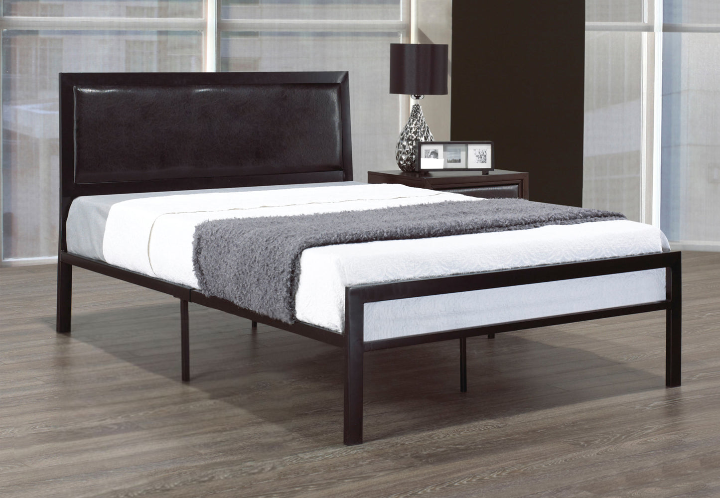 IF-148 single platform bed with padded headboard - mrfurnitureandmattress