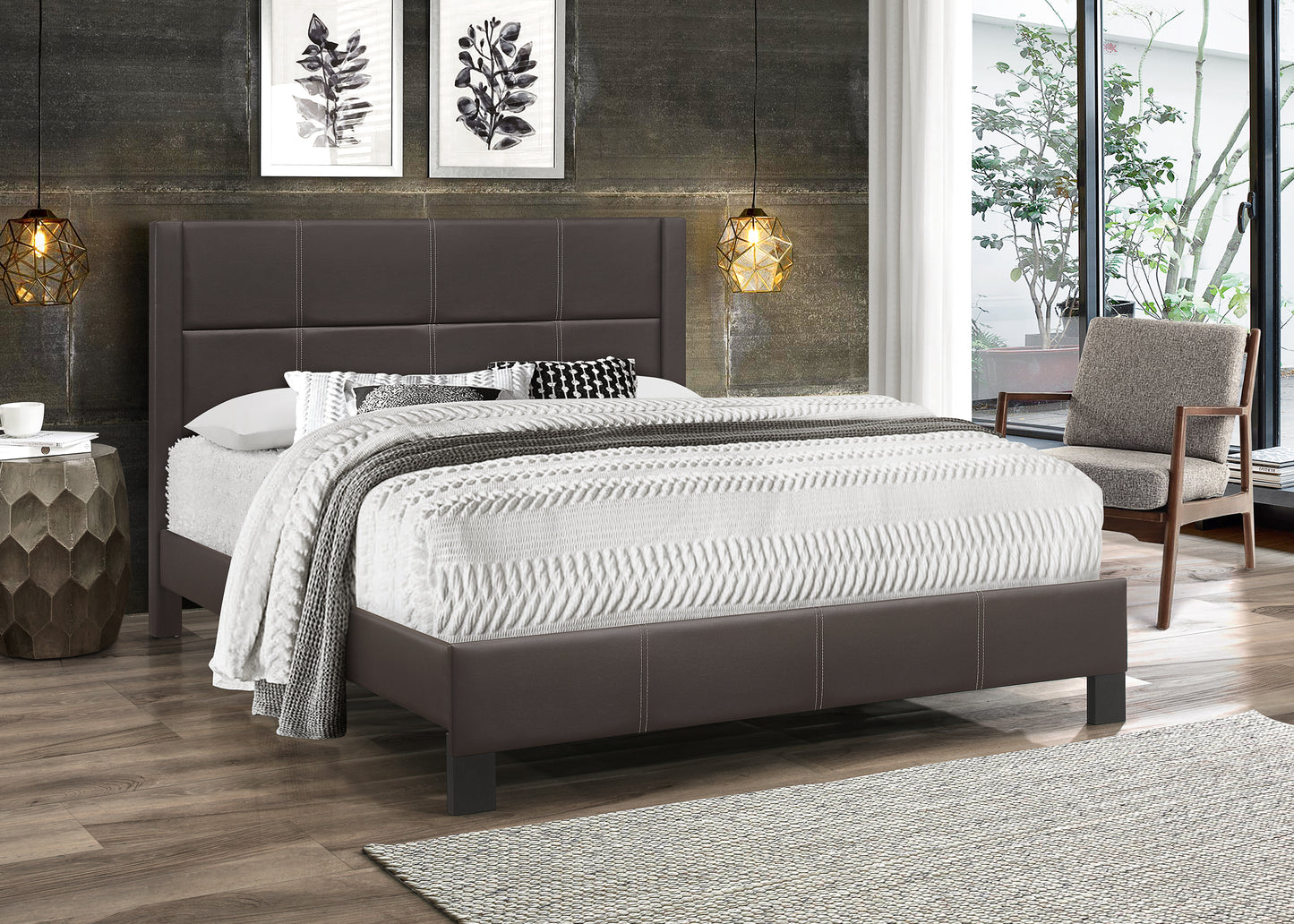 IF-5352 Platform bed with contrast stitching - mrfurnitureandmattress