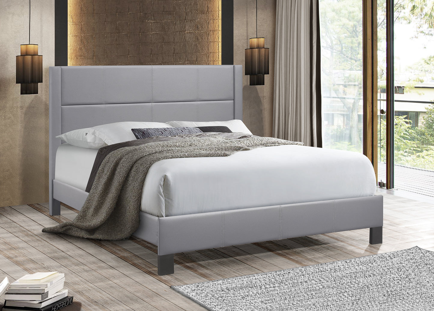 IF-5353 Platform bed with contrast stitching - mrfurnitureandmattress