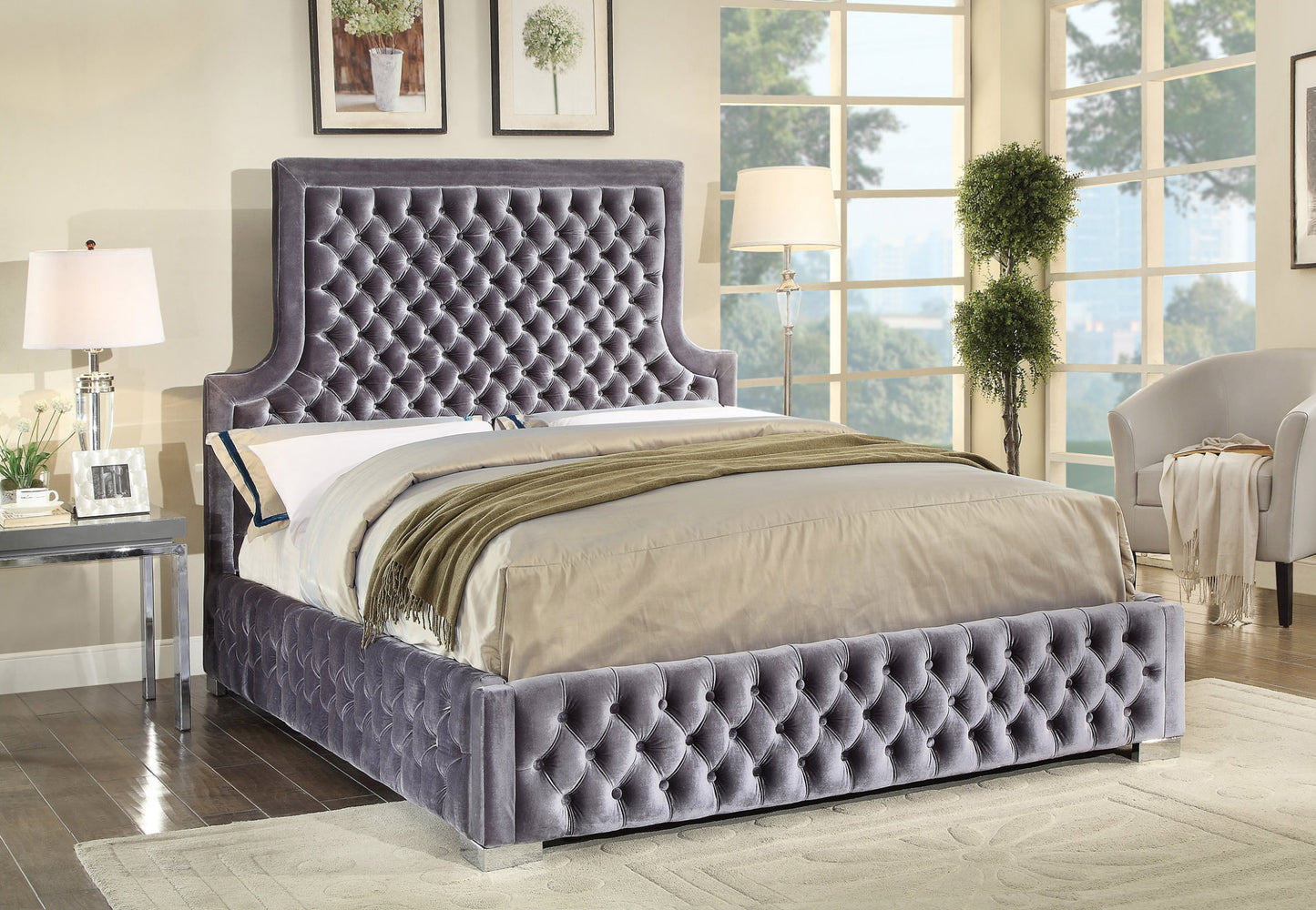 IF-5600 Platform bed with upholestery headboard - mrfurnitureandmattress