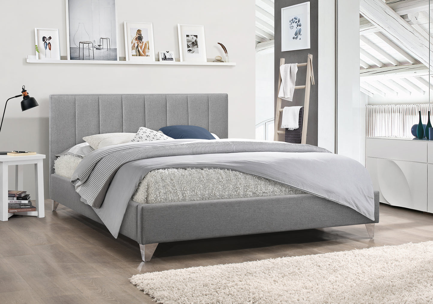 IF-5715 Grey upholstered with chrome legs - mrfurnitureandmattress