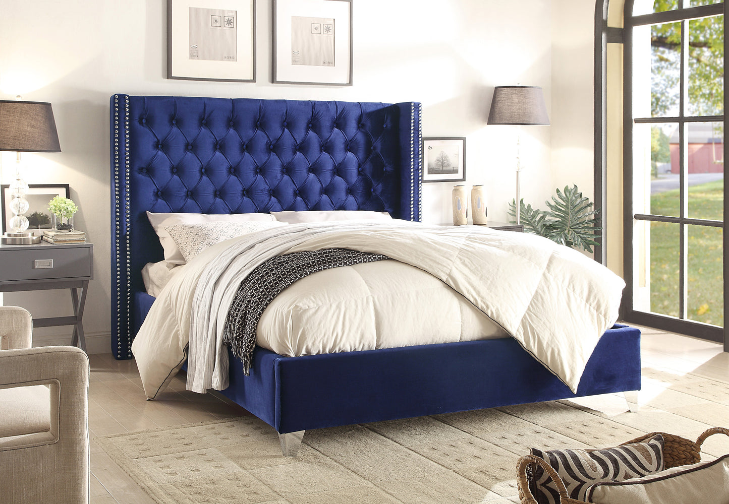 IF-5891 Platform bed with nail head details - mrfurnitureandmattress