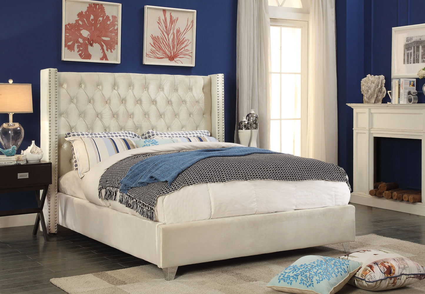 IF-5892 Platform bed with nail head details - mrfurnitureandmattress