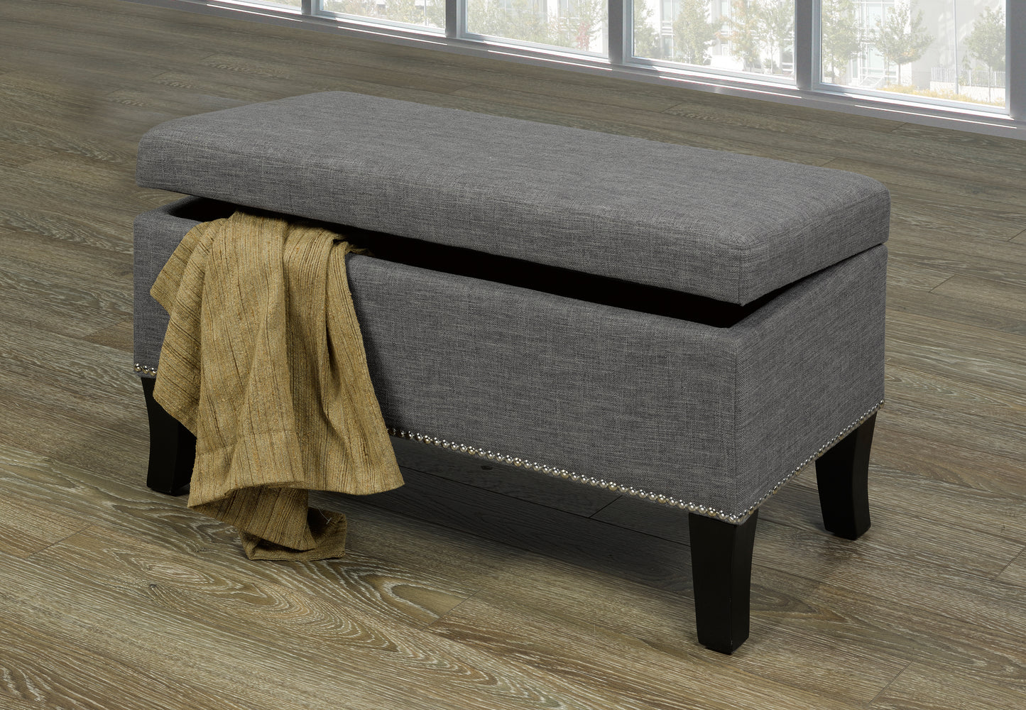 IF-6241 Gray Fabric Storage Bench - mrfurnitureandmattress