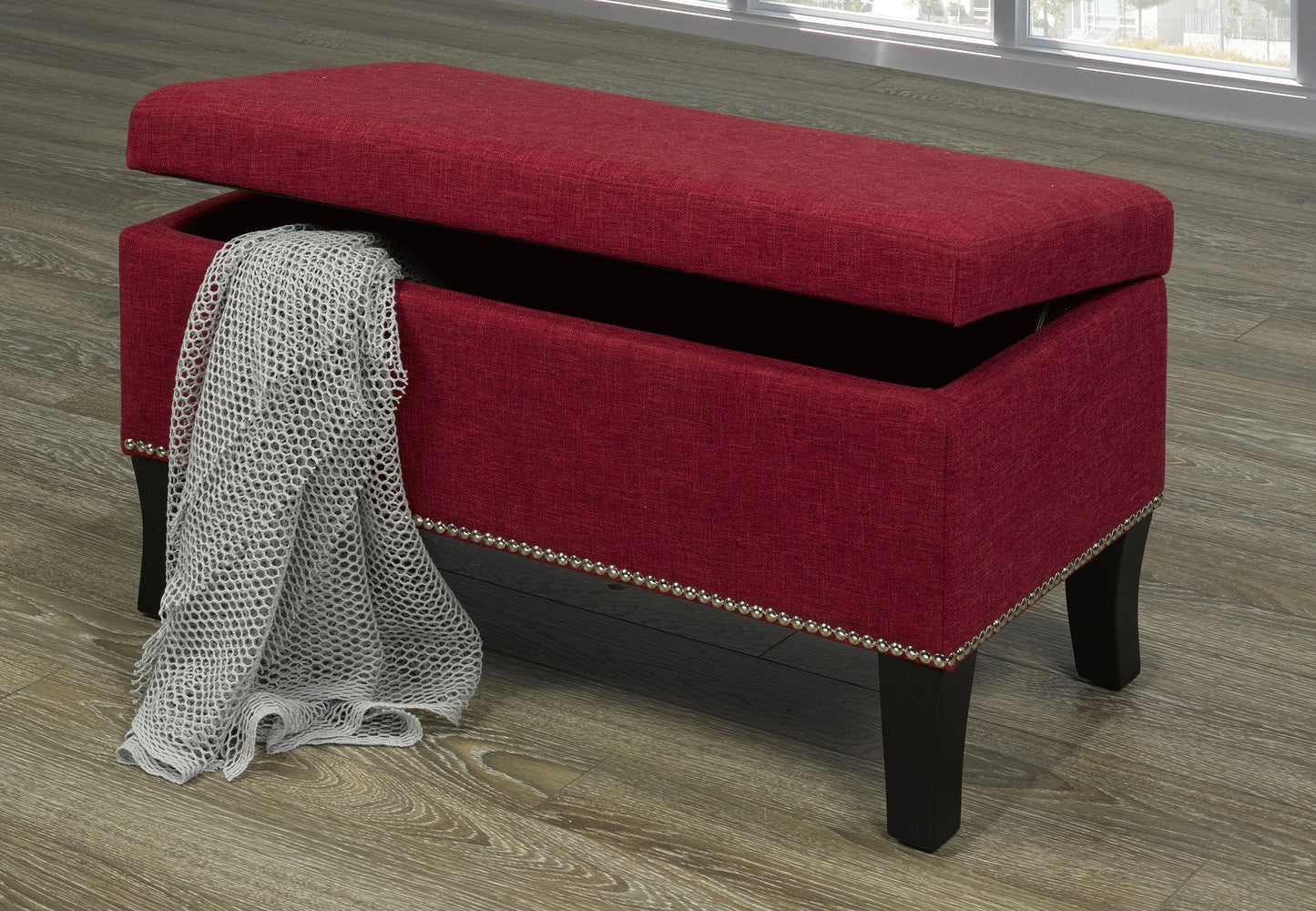 IF-6242 Red Fabric Storage Bench - mrfurnitureandmattress