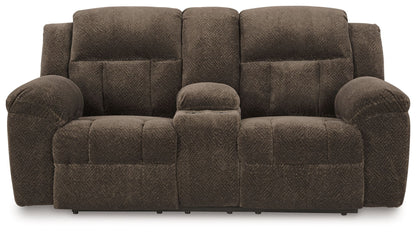 Frohn - Dbl Reclining Loveseat With Console - Fabric - Chocolate